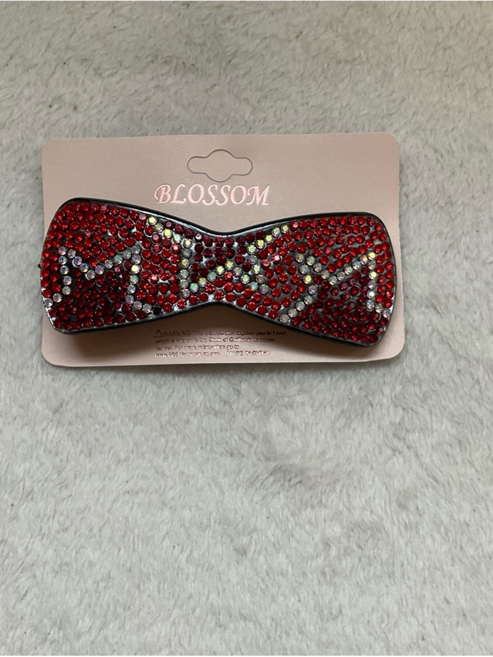 Blossom Red Rhinestone Bow Hair Clip